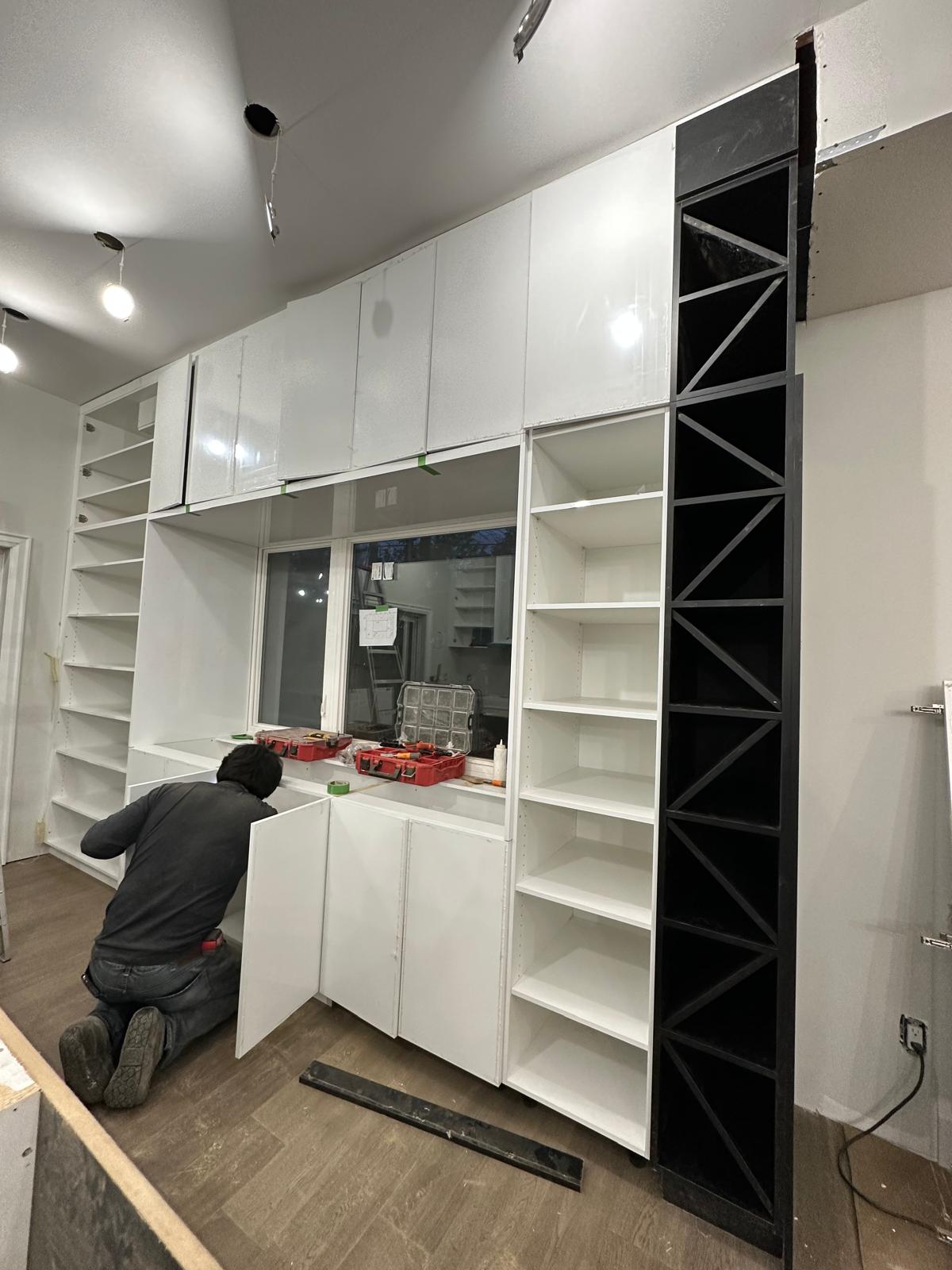 Full kitchen remodels: custom cabinets, islands, and countertop installations.